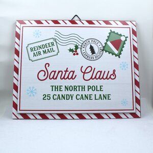 Santa Claus Reindeer Air Mail 8" x 10" Wall Hanging or Wreath Attachment